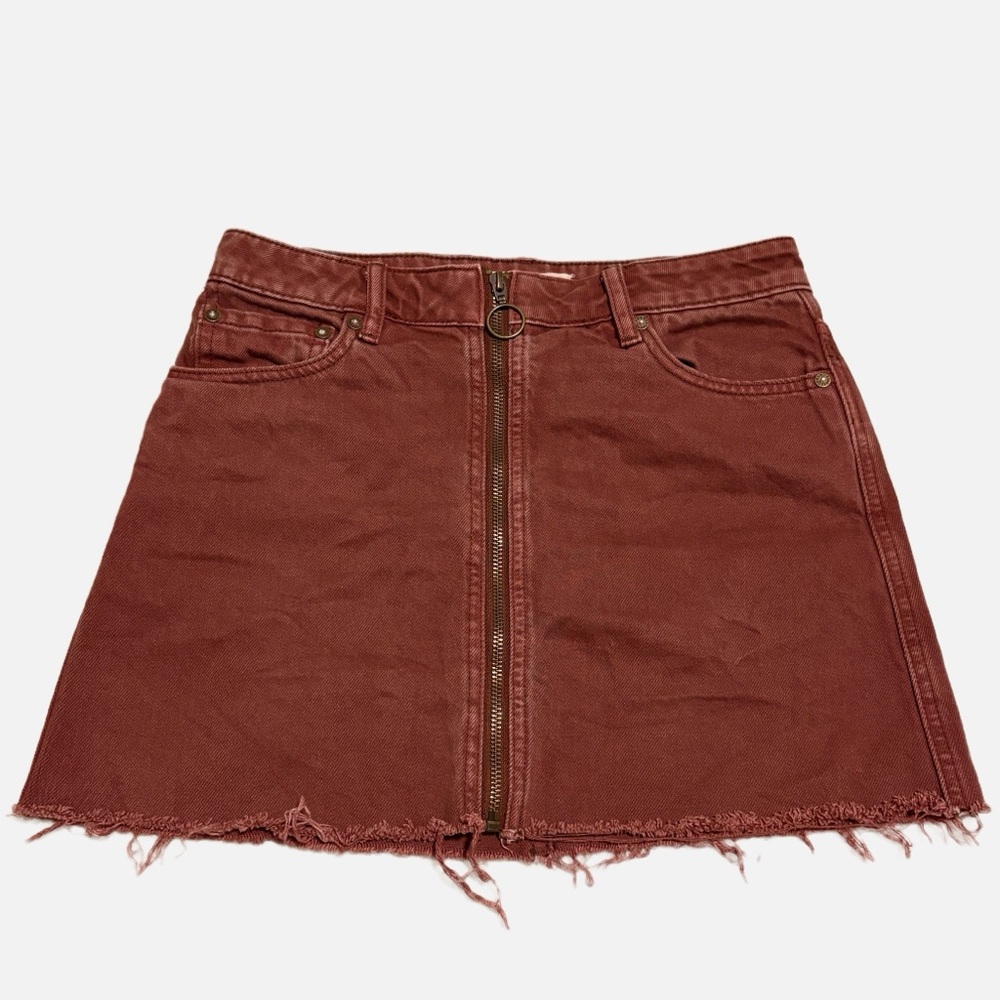 Free People We The‎ Free Mauve Denim Zip Up Mini Skirt Size 25